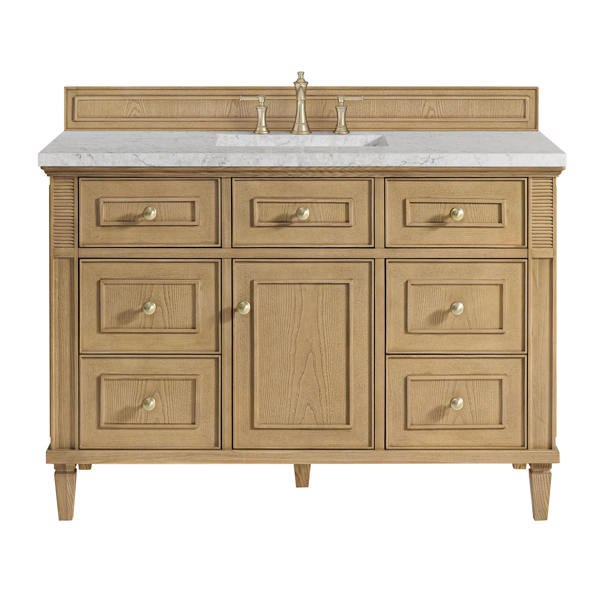 Lorelai 48" Single Vanity, Light Natural Oak w/ 3 CM Eternal Jasmine Pearl Silestone Top w/FreePower Wireless Charger