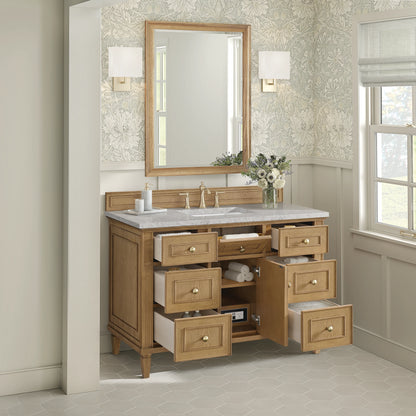 Lorelai 48" Single Vanity, Light Natural Oak w/ 3 CM Eternal Jasmine Pearl Silestone Top w/FreePower Wireless C, view 8