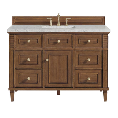 Lorelai 48" Single Vanity, Mid-Century Walnut w/ 3 CM Eternal Jasmine Pearl Silestone Top