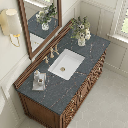 Lorelai 48" Single Vanity, Mid-Century Walnut w/ 3 CM Parisien Bleu Silestone Top, view 8