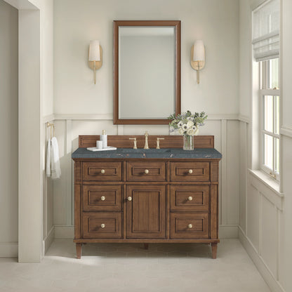 Lorelai 48" Single Vanity, Mid-Century Walnut w/ 3 CM Parisien Bleu Silestone Top w/FreePower Wireless Charger, view 7