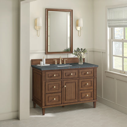 Lorelai 48" Single Vanity, Mid-Century Walnut w/ 3 CM Parisien Bleu Silestone Top w/FreePower Wireless Charger, view 8
