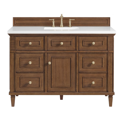 Lorelai 48" Single Vanity, Mid-Century Walnut w/ 3 CM White Zeus Silestone Top