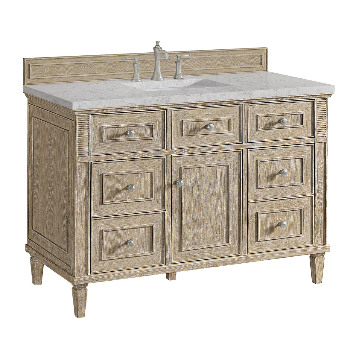 Lorelai 48" Single Vanity, Whitewashed Oak w/ 3 CM Eternal Jasmine Pearl Silestone Top, view 10