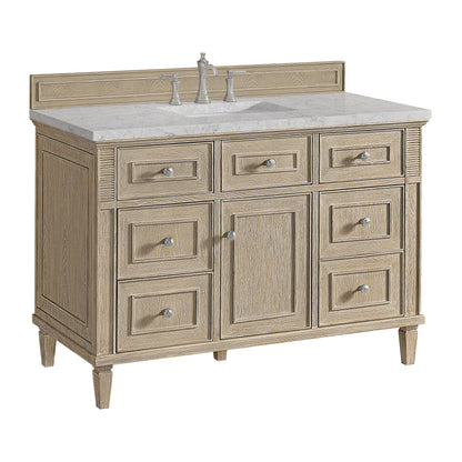 Lorelai 48" Single Vanity, Whitewashed Oak w/ 3 CM Eternal Jasmine Pearl Silestone Top, view 10