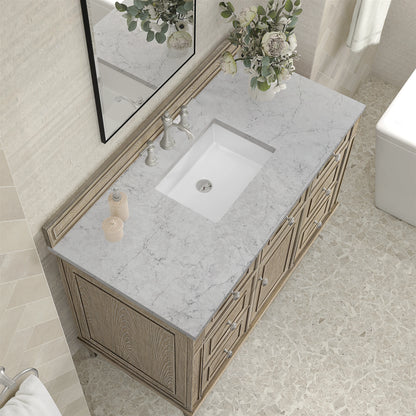 Lorelai 48" Single Vanity, Whitewashed Oak w/ 3 CM Eternal Jasmine Pearl Silestone Top, view 7