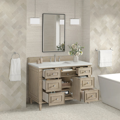 Lorelai 48" Single Vanity, Whitewashed Oak w/ 3 CM Lime Delight Silestone Top, view 5