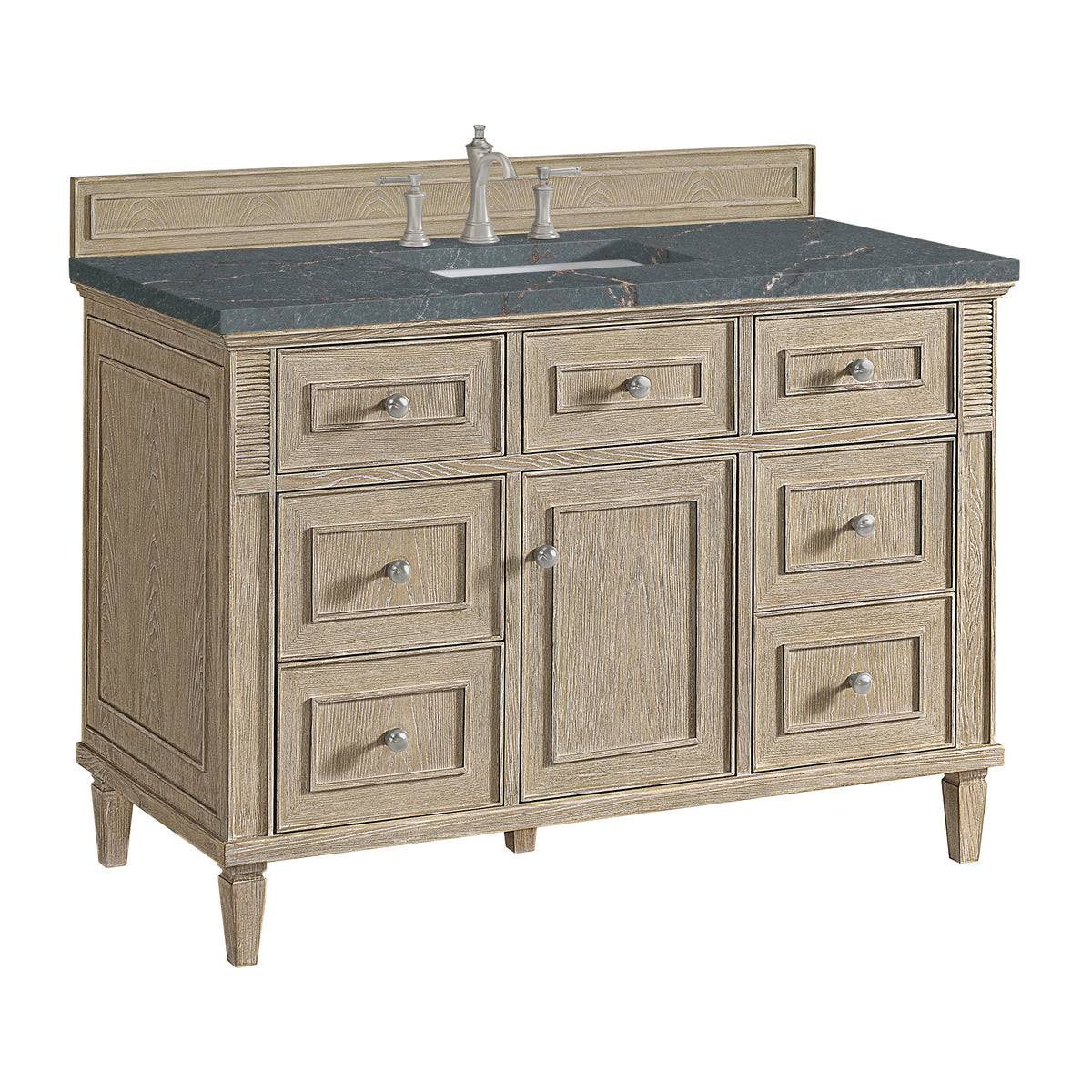 Lorelai 48" Single Vanity, Whitewashed Oak w/ 3 CM Parisien Bleu Silestone Top, view 10