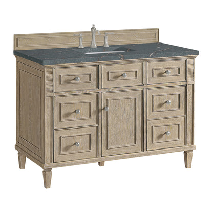 Lorelai 48" Single Vanity, Whitewashed Oak w/ 3 CM Parisien Bleu Silestone Top, view 10
