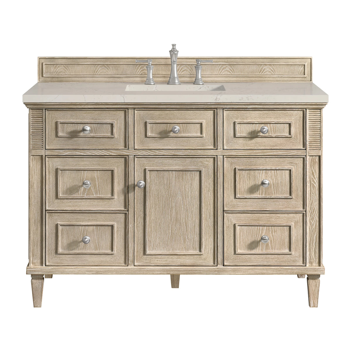 Lorelai 48" Single Vanity, Whitewashed Oak, w/ 3 CM Siberian Silestone Top