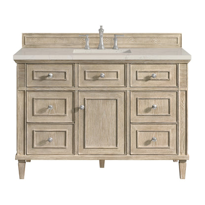 Lorelai 48" Single Vanity, Whitewashed Oak, w/ 3 CM Siberian Silestone Top
