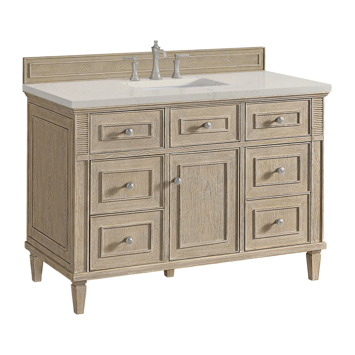 Lorelai 48" Single Vanity, Whitewashed Oak, w/ 3 CM Siberian Silestone Top, view 10
