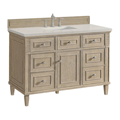 Lorelai 48" Single Vanity, Whitewashed Oak, w/ 3 CM Siberian Silestone Top, view 10