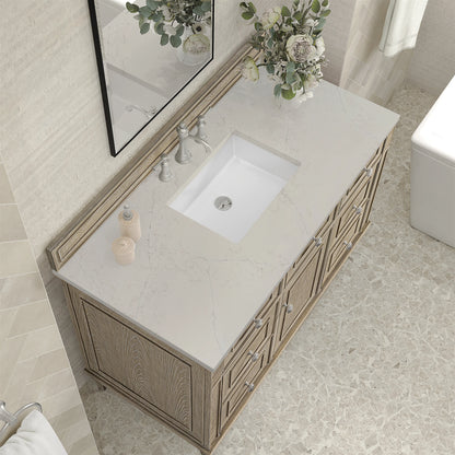 Lorelai 48" Single Vanity, Whitewashed Oak, w/ 3 CM Siberian Silestone Top, view 7
