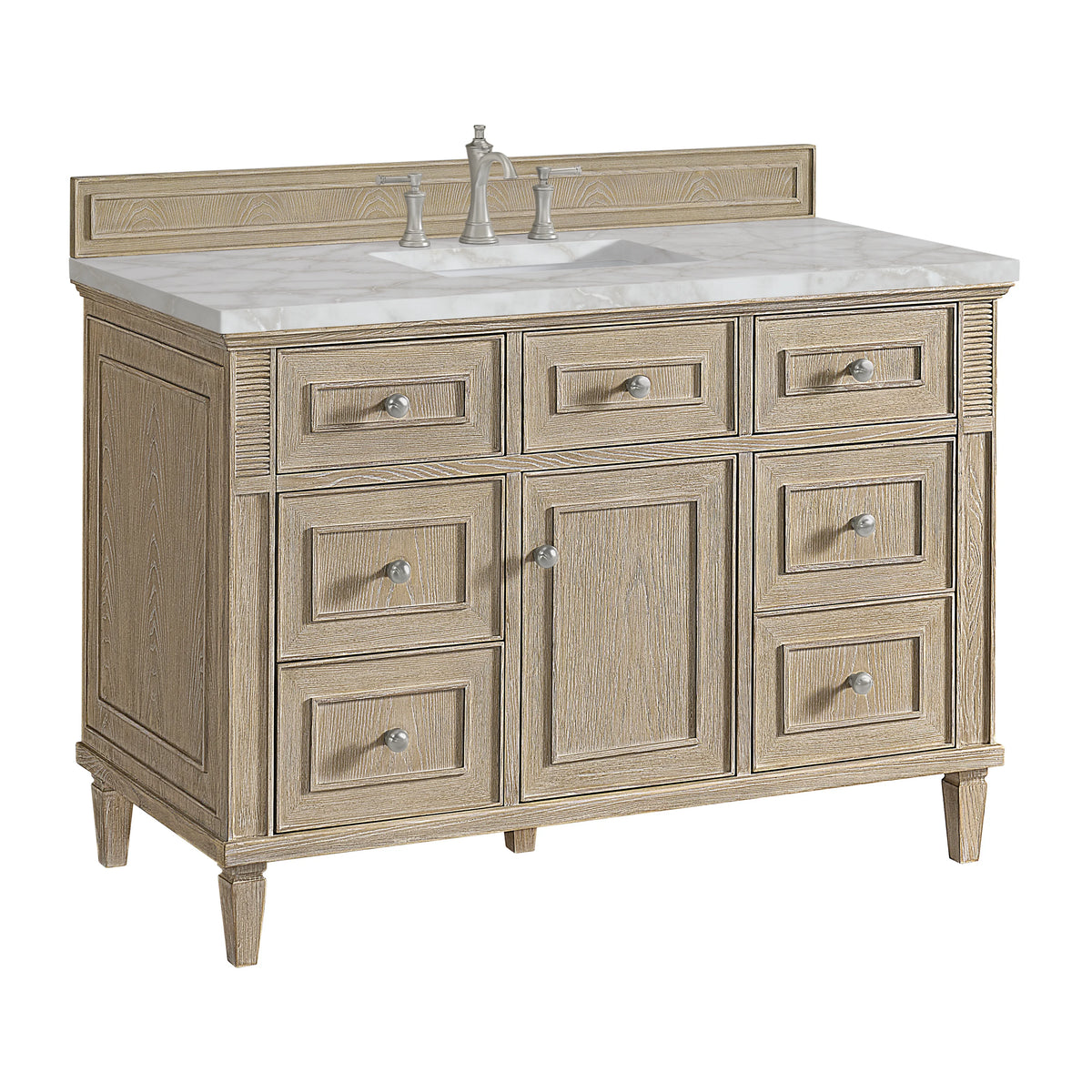 Lorelai 48" Single Vanity, Whitewashed Oak w/ 3 CM Victorian Silver Silestone Top, view 10