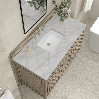 Lorelai 48" Single Vanity, Whitewashed Oak w/ 3 CM Victorian Silver Silestone Top, view 7