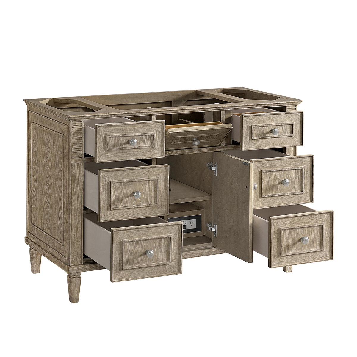 Lorelai 48" Single Vanity, Whitewashed Oak w/ 3 CM White Zeus Silestone Top, view 10