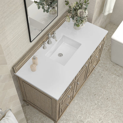 Lorelai 48" Single Vanity, Whitewashed Oak w/ 3 CM White Zeus Silestone Top, view 8