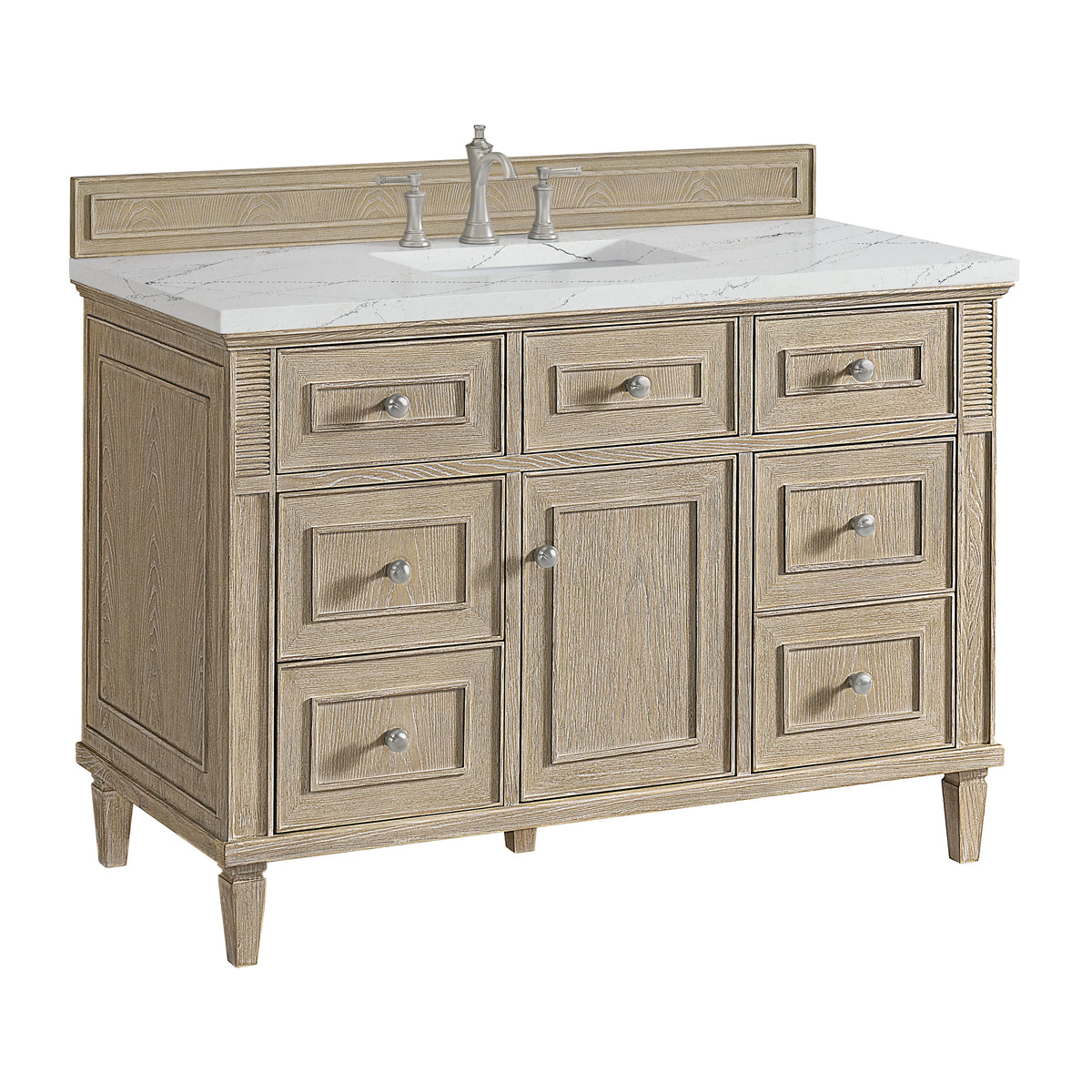 Lorelai 48" Single Vanity, Whitewashed Oak w/ 3 CM Ethereal Noctis Silestone Top w/FreePower Wireless Charger, view 13