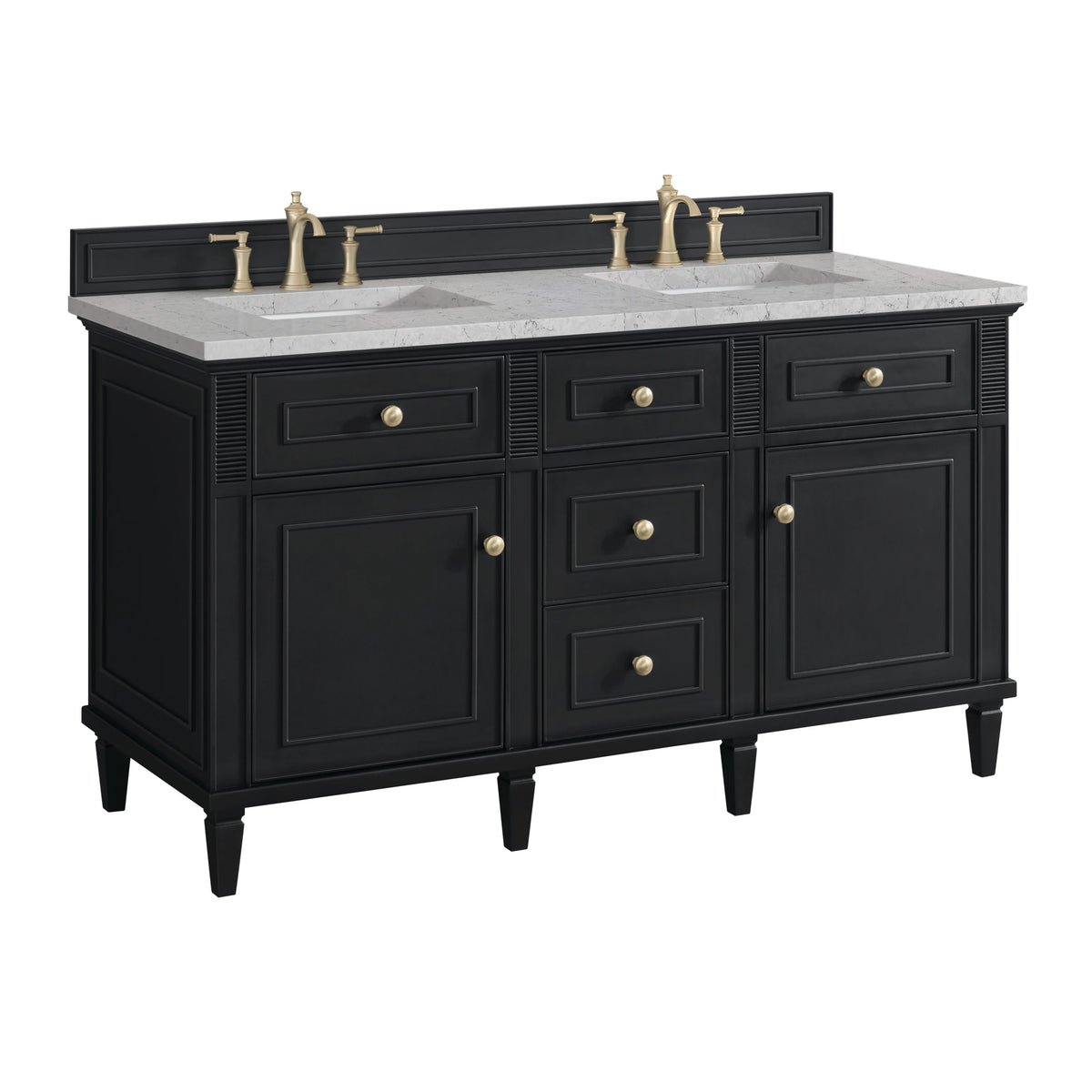 Lorelai 60" Double Vanity, Black Onyx w/ 3 CM Eternal Jasmine Pearl Silestone Top, view 10