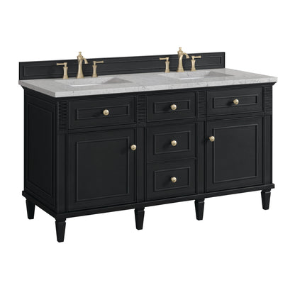 Lorelai 60" Double Vanity, Black Onyx w/ 3 CM Eternal Jasmine Pearl Silestone Top, view 10
