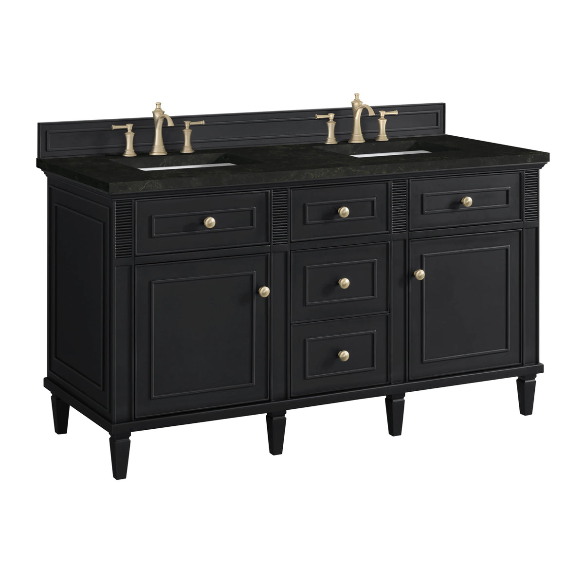 Lorelai 60" Double Vanity, Black Onyx, w/ 3 CM Phantome Eclos Top, view 10