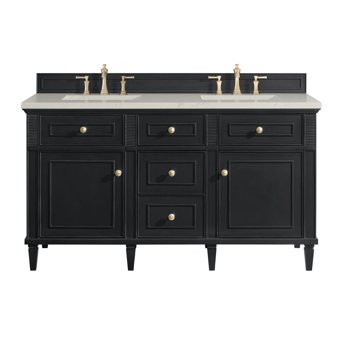 Lorelai 60" Double Vanity, Black Onyx, w/ 3 CM Siberian Silestone Top