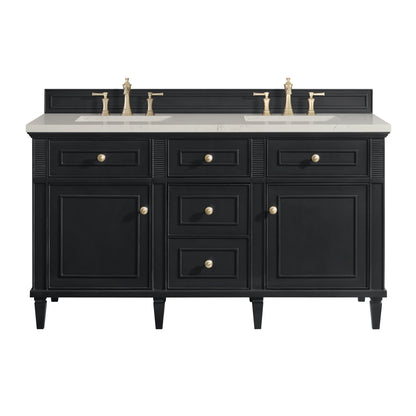Lorelai 60" Double Vanity, Black Onyx, w/ 3 CM Siberian Silestone Top
