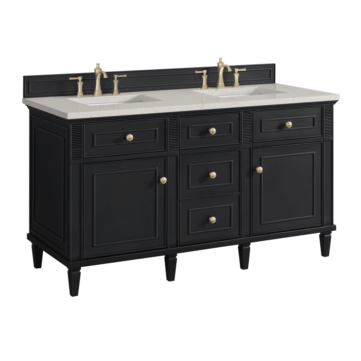 Lorelai 60" Double Vanity, Black Onyx, w/ 3 CM Siberian Silestone Top, view 10