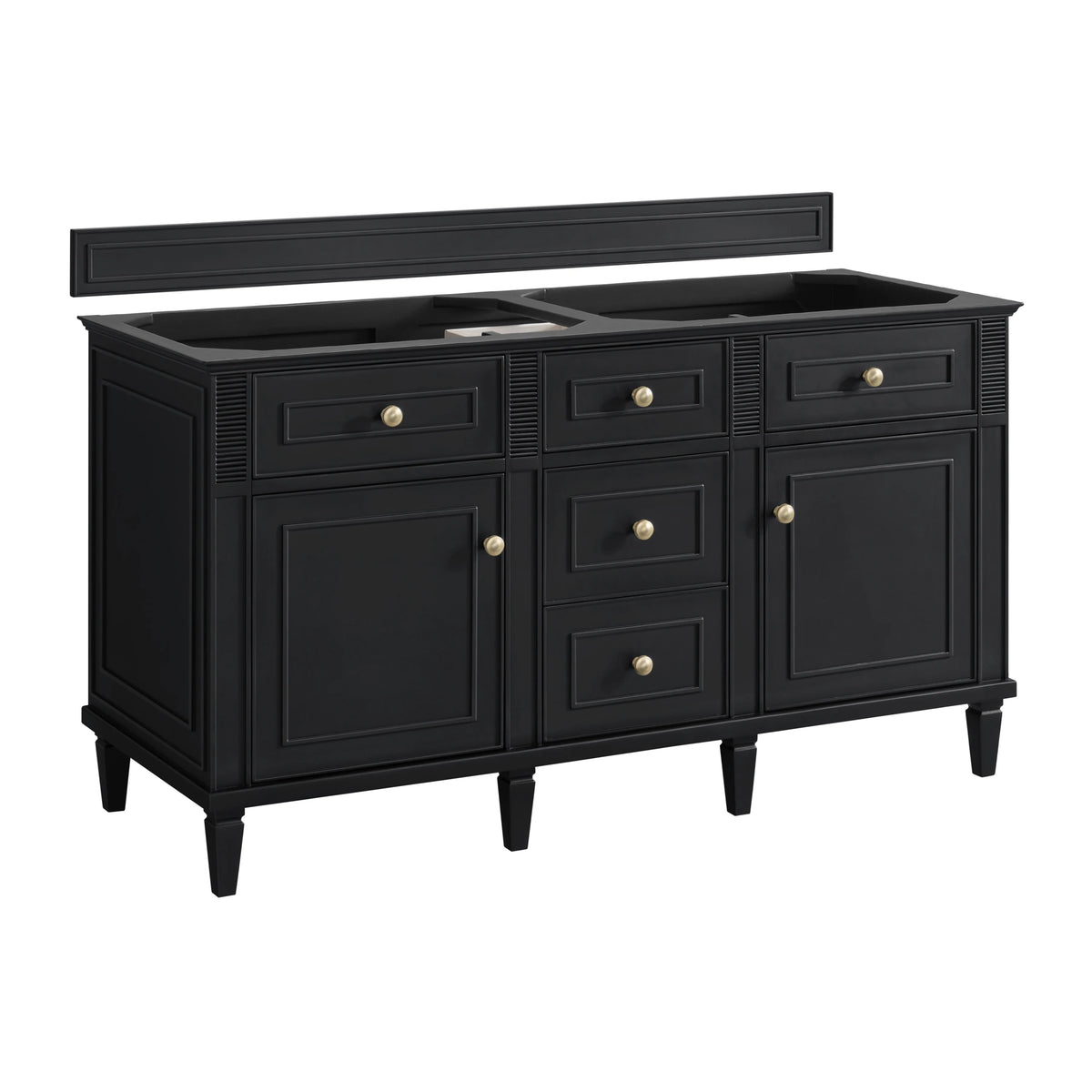 Lorelai 60" Double Vanity, Black Onyx, w/ 3 CM Siberian Silestone Top, view 2