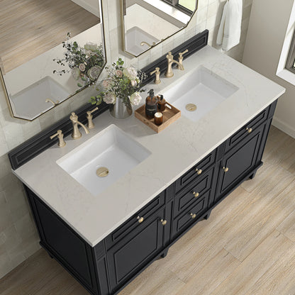 Lorelai 60" Double Vanity, Black Onyx, w/ 3 CM Siberian Silestone Top, view 7