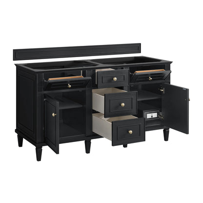 Lorelai 60" Double Vanity, Black Onyx, w/ 3 CM Siberian Silestone Top, view 8
