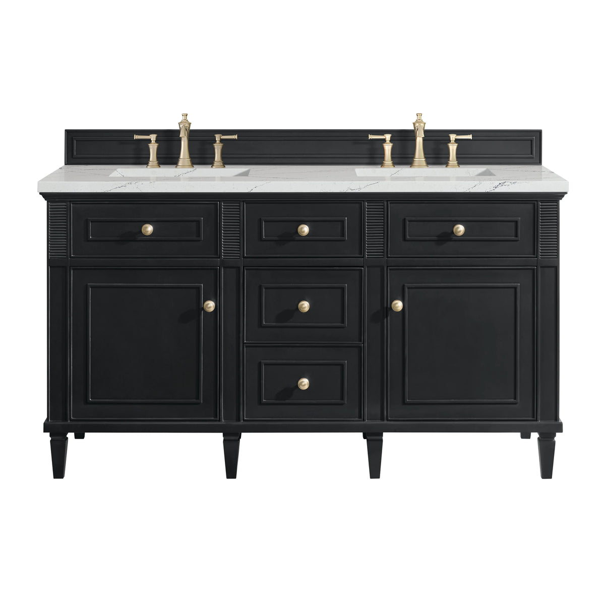 Lorelai 60" Double Vanity, Black Onyx w/ 3 CM Ethereal Noctis Silestone Top w/FreePower Wireless Charger