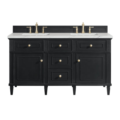 Lorelai 60" Double Vanity, Black Onyx w/ 3 CM Ethereal Noctis Silestone Top w/FreePower Wireless Charger