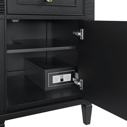 Lorelai 60" Double Vanity, Black Onyx w/ 3 CM Ethereal Noctis Silestone Top w/FreePower Wireless Charger, view 15