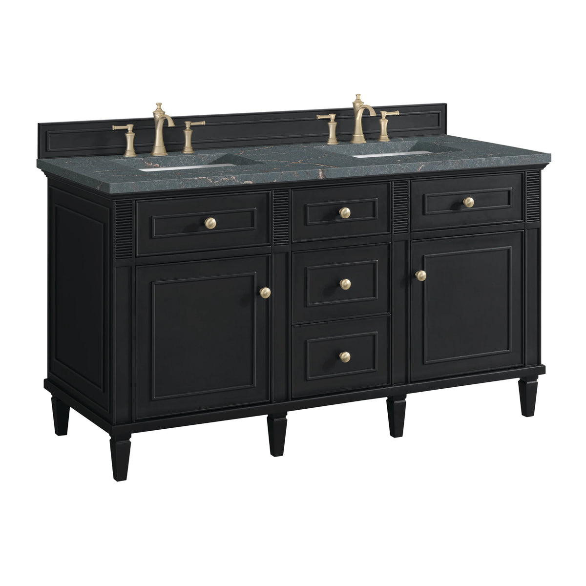 Lorelai 60" Double Vanity, Black Onyx w/ 3 CM Parisien Bleu Silestone Top w/FreePower Wireless Charger, view 13