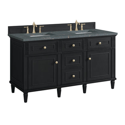 Lorelai 60" Double Vanity, Black Onyx w/ 3 CM Parisien Bleu Silestone Top w/FreePower Wireless Charger, view 13