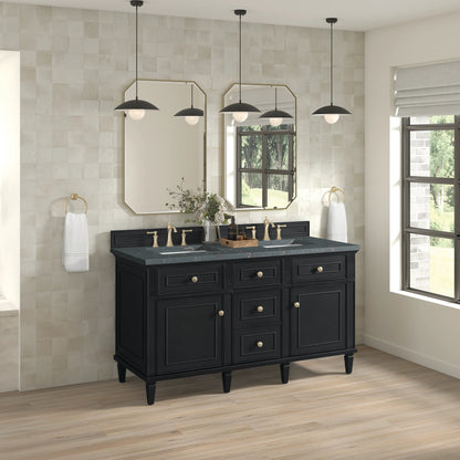 Lorelai 60" Double Vanity, Black Onyx w/ 3 CM Parisien Bleu Silestone Top w/FreePower Wireless Charger, view 7