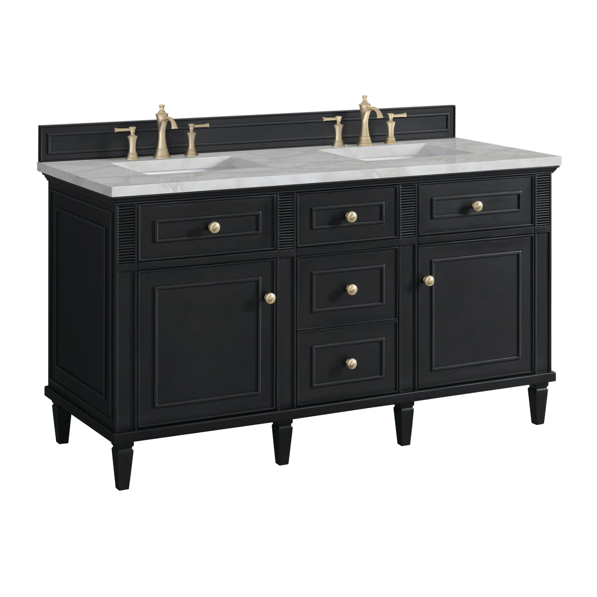 Lorelai 60" Double Vanity, Black Onyx w/ 3 CM Victorian Silver Silestone Top w/FreePower Wireless Charger, view 13