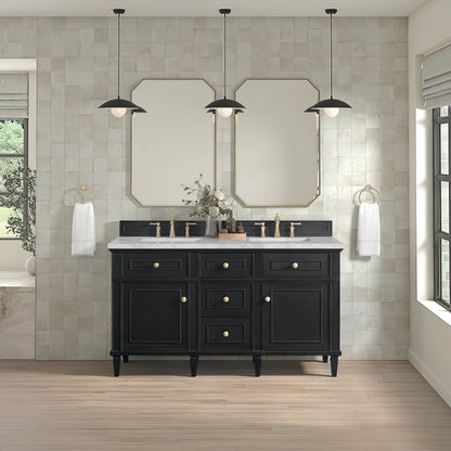 Lorelai 60" Double Vanity, Black Onyx w/ 3 CM Victorian Silver Silestone Top w/FreePower Wireless Charger, view 6