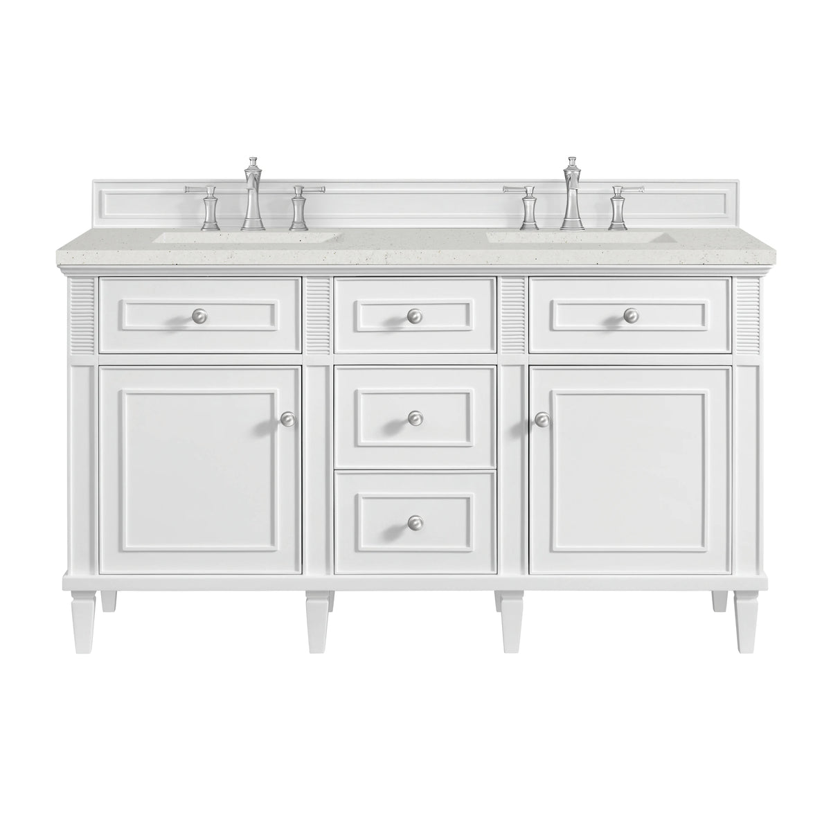 Lorelai 60" Double Vanity, Bright White w/ 3 CM Lime Delight Silestone Top