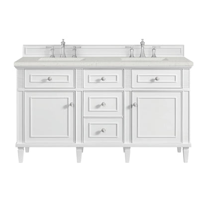 Lorelai 60" Double Vanity, Bright White w/ 3 CM Lime Delight Silestone Top