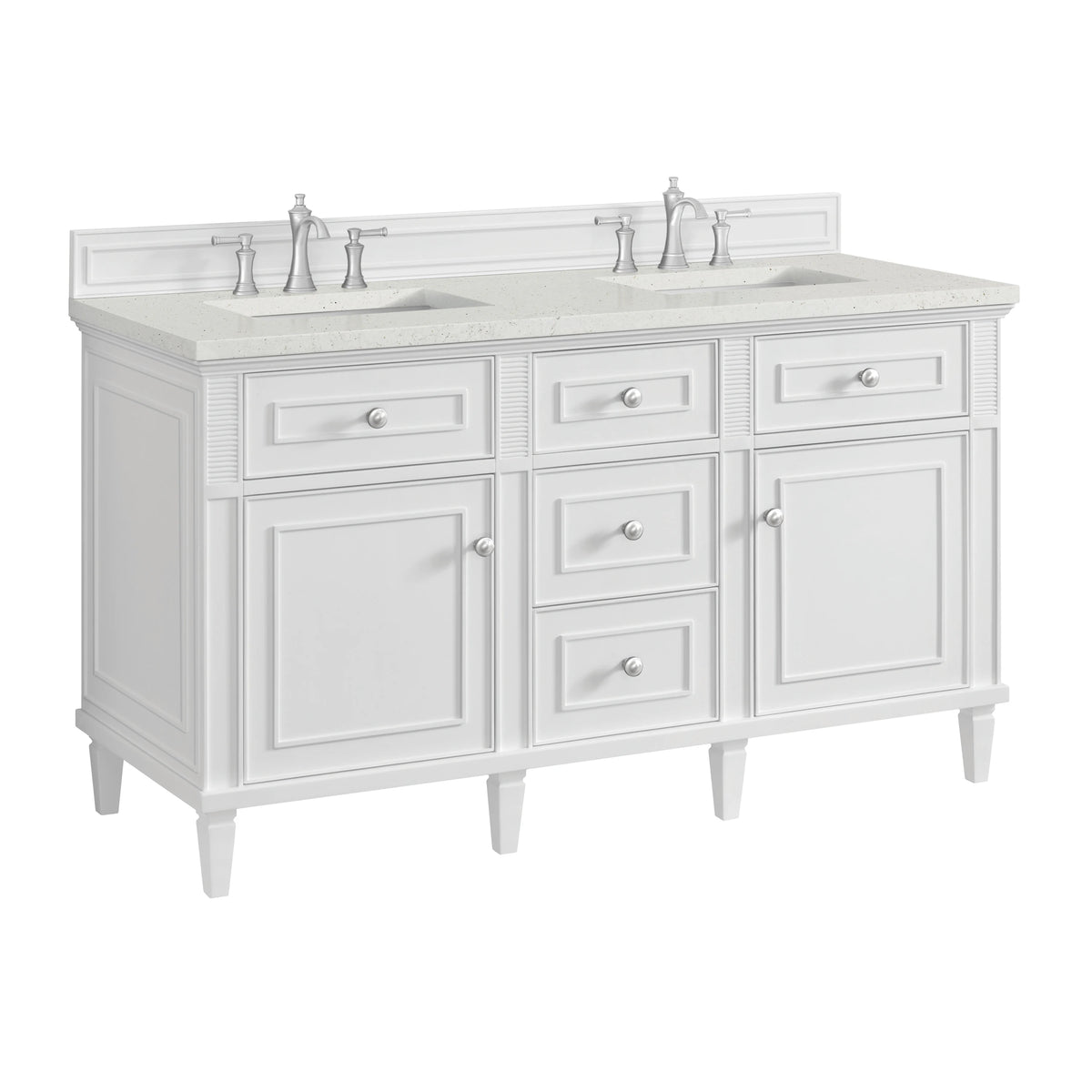 Lorelai 60" Double Vanity, Bright White w/ 3 CM Lime Delight Silestone Top, view 11
