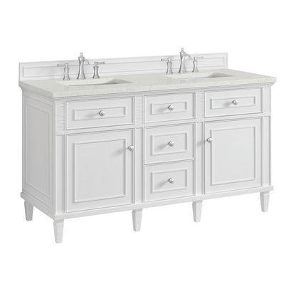 Lorelai 60" Double Vanity, Bright White w/ 3 CM Lime Delight Silestone Top, view 11