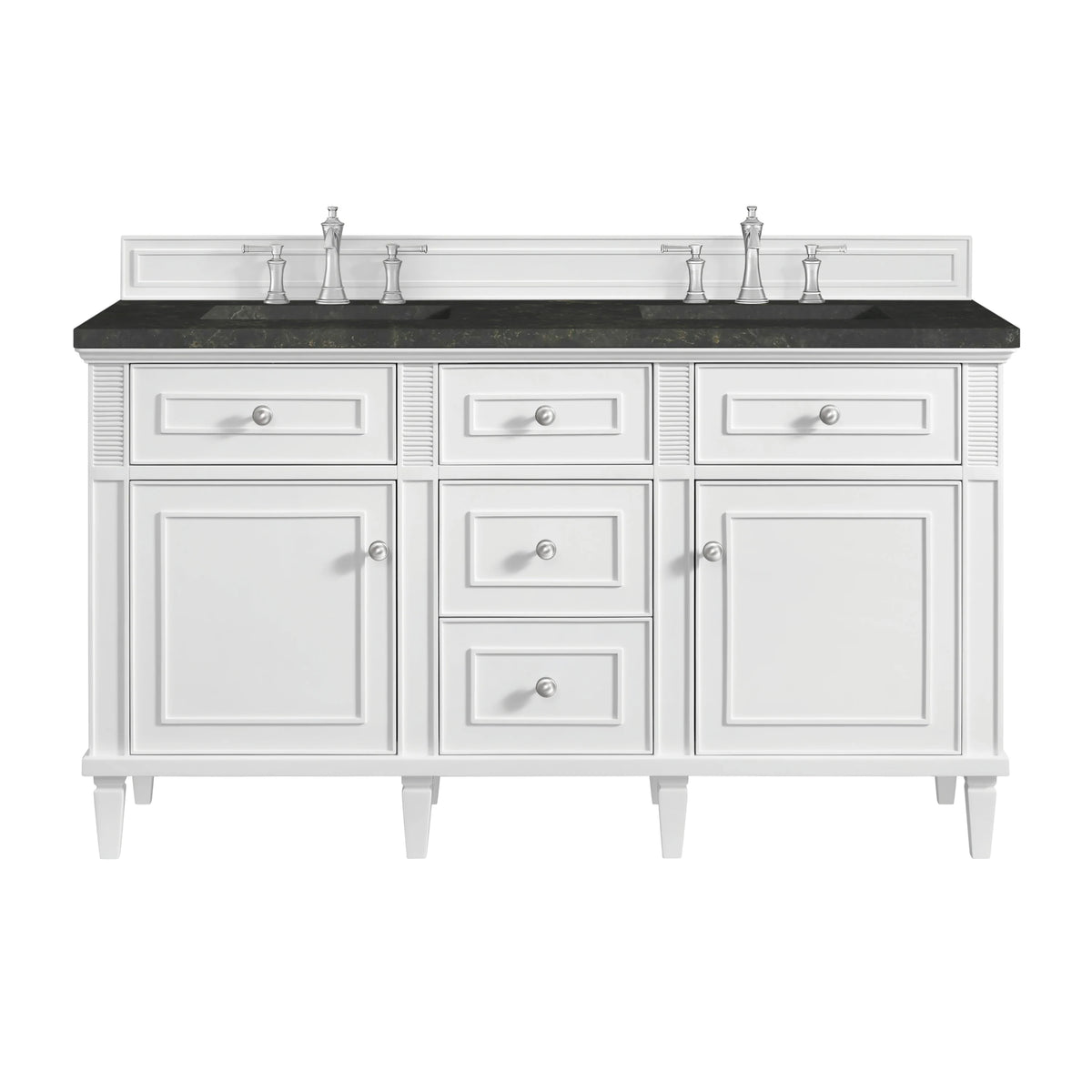 Lorelai 60" Double Vanity, Bright White, w/ 3 CM Phantome Eclos Top