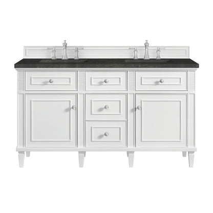 Lorelai 60" Double Vanity, Bright White, w/ 3 CM Phantome Eclos Top