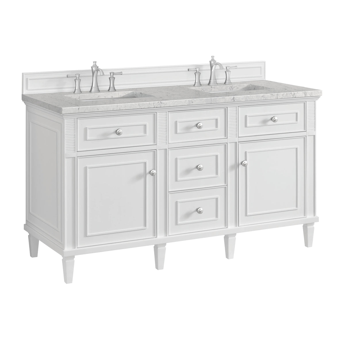 Lorelai 60" Double Vanity, Bright White w/ 3 CM Eternal Jasmine Pearl Silestone Top w/FreePower Wireless Charg, view 14