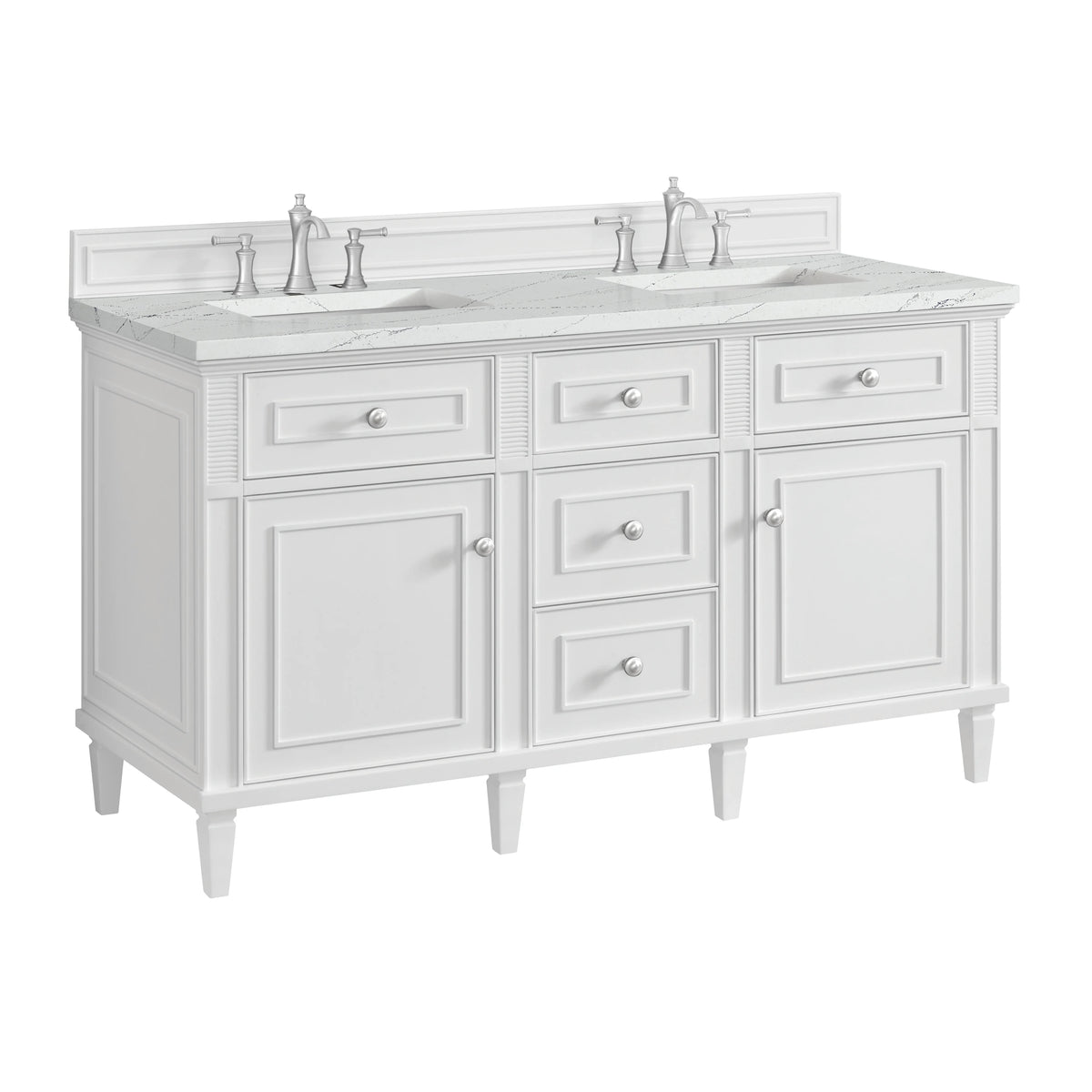 Lorelai 60" Double Vanity, Bright White w/ 3 CM Ethereal Noctis Silestone Top w/FreePower Wireless Charger, view 14
