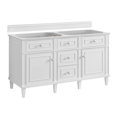 Lorelai 60" Double Vanity, Bright White w/ 3 CM Ethereal Noctis Silestone Top w/FreePower Wireless Charger, view 5
