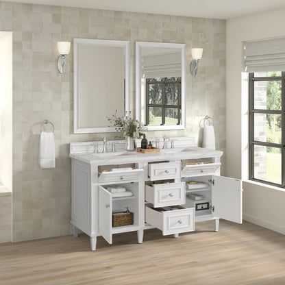 Lorelai 60" Double Vanity, Bright White w/ 3 CM Ethereal Noctis Silestone Top w/FreePower Wireless Charger, view 9